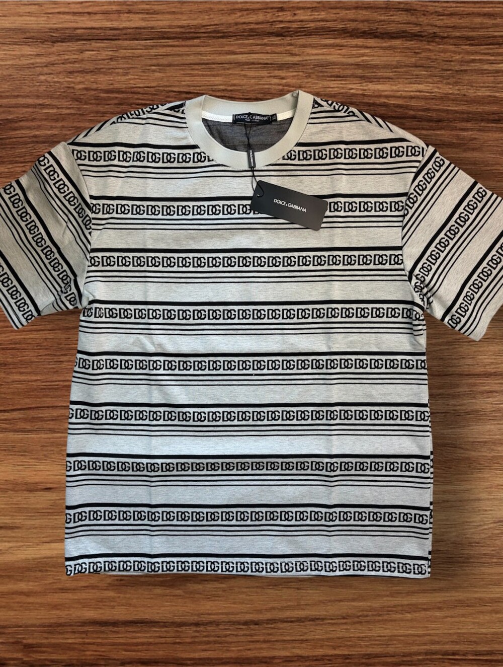 Dolce & Gabbana Men’s DG Interlocking Logo Striped T-Shirt - XL